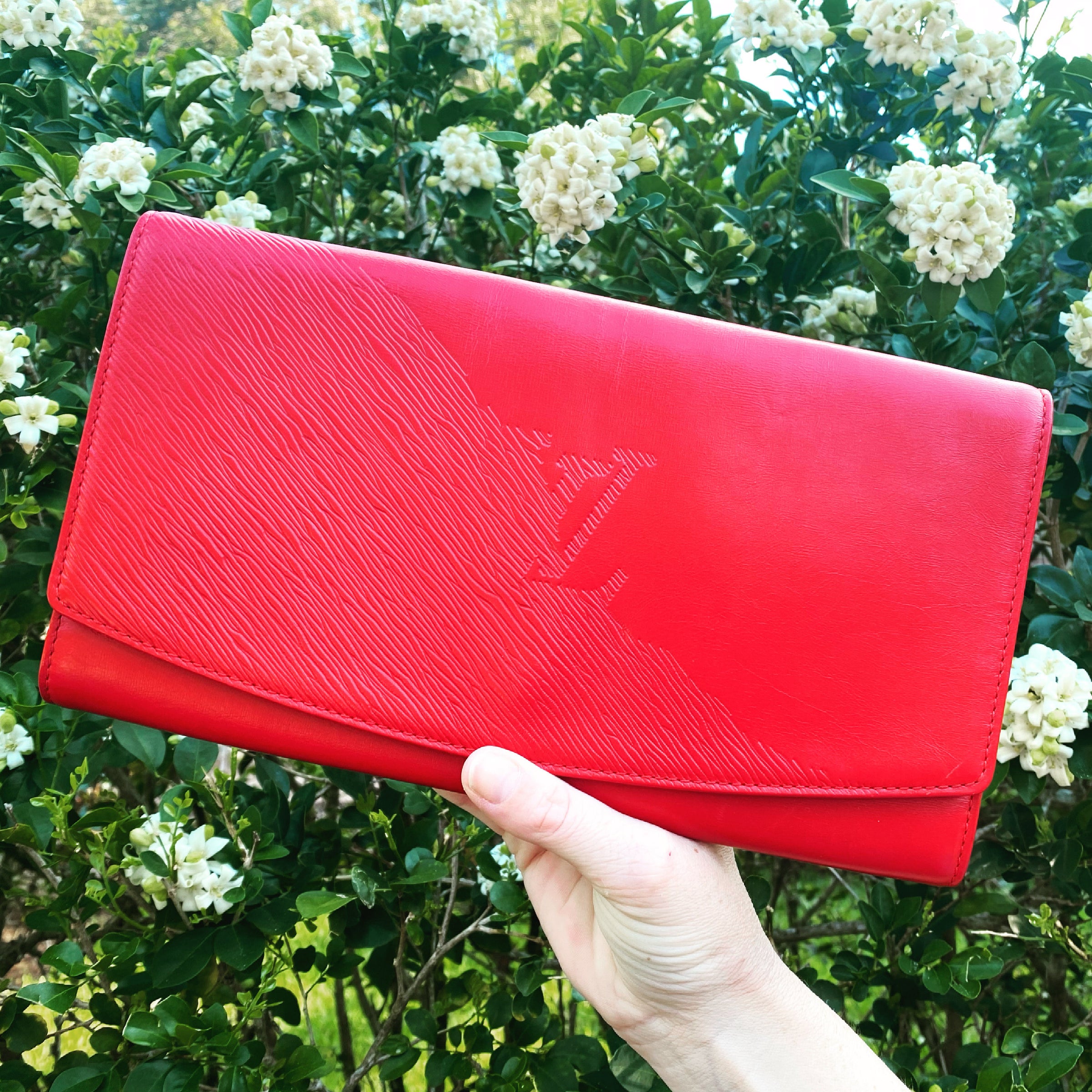 louis vuitton clutch with red