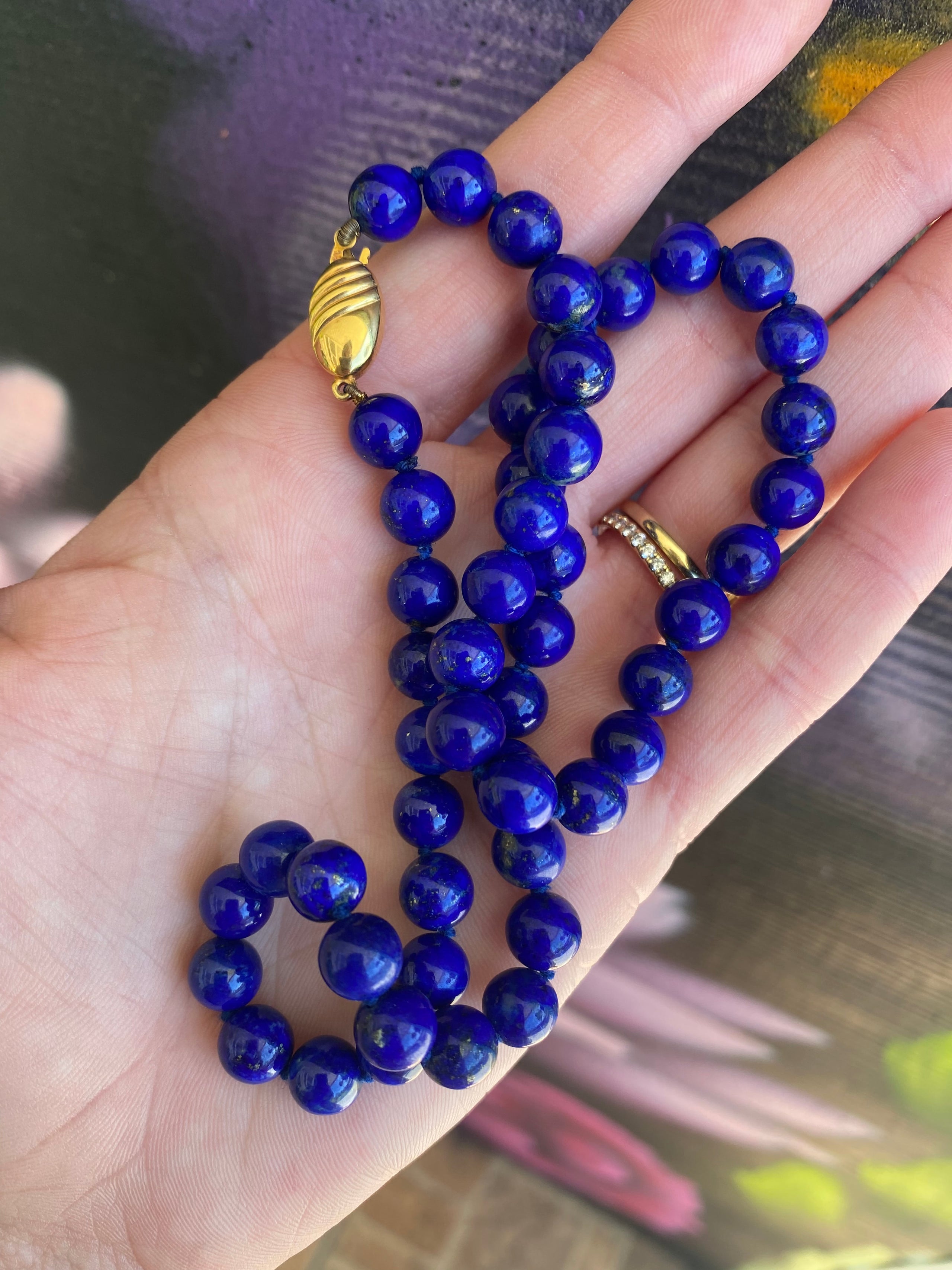 Blue lapis bead on sale necklace